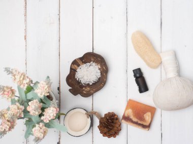 Aromaterapi ürün Spa set, mum, sabun, Hindistan cevizi, Masaj w