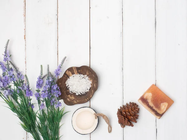 Aromaterapi ürün Spa set, mum, sabun, Hindistan cevizi, Masaj w