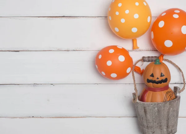 Halloween conceito de objeto bonito com background.top de madeira vista f — Fotografia de Stock