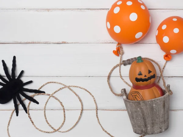 Halloween conceito de objeto bonito com vista de madeira background.top . — Fotografia de Stock