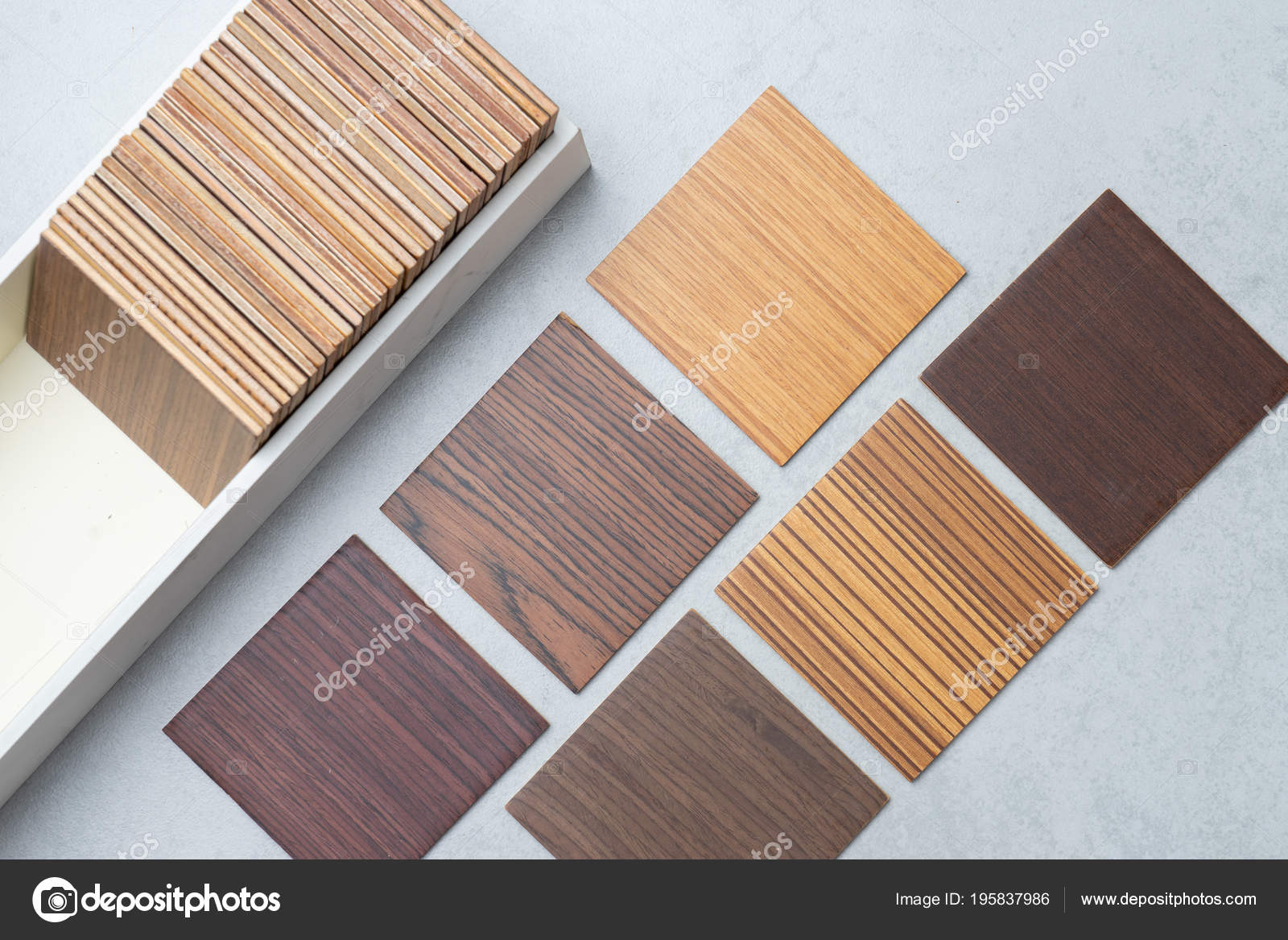 Materialproben Holz Auf Konkrete Tisch Interior Design