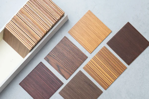 Muestras de tableros de madera. Vista superior. 3 d — Foto de stock