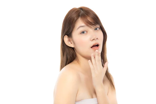 Hermosa Mujer Asiática Joven Pelo Corto Con Piel Limpia Fresca —  Fotos de Stock