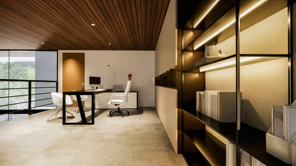Darstellung Interieur Haus Modernen Offenen Arbeitsbereich Loft Stil Duplex Residenz — Stockfoto