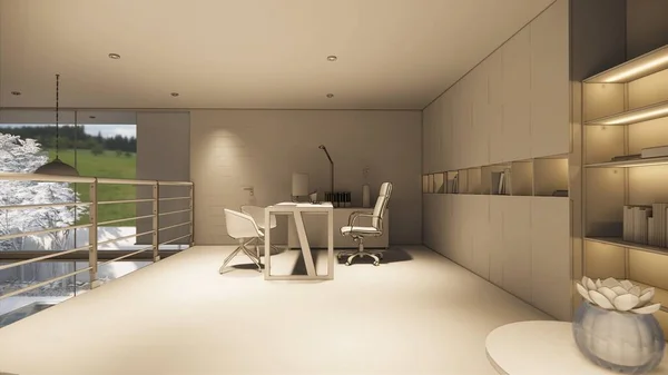 Renderizado Casa Interior Moderna Sala Estar Abierta Con Kitchen Loft —  Fotos de Stock