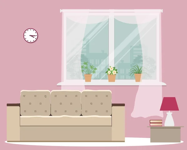 Rózsaszín a nappaliban — Stock Vector