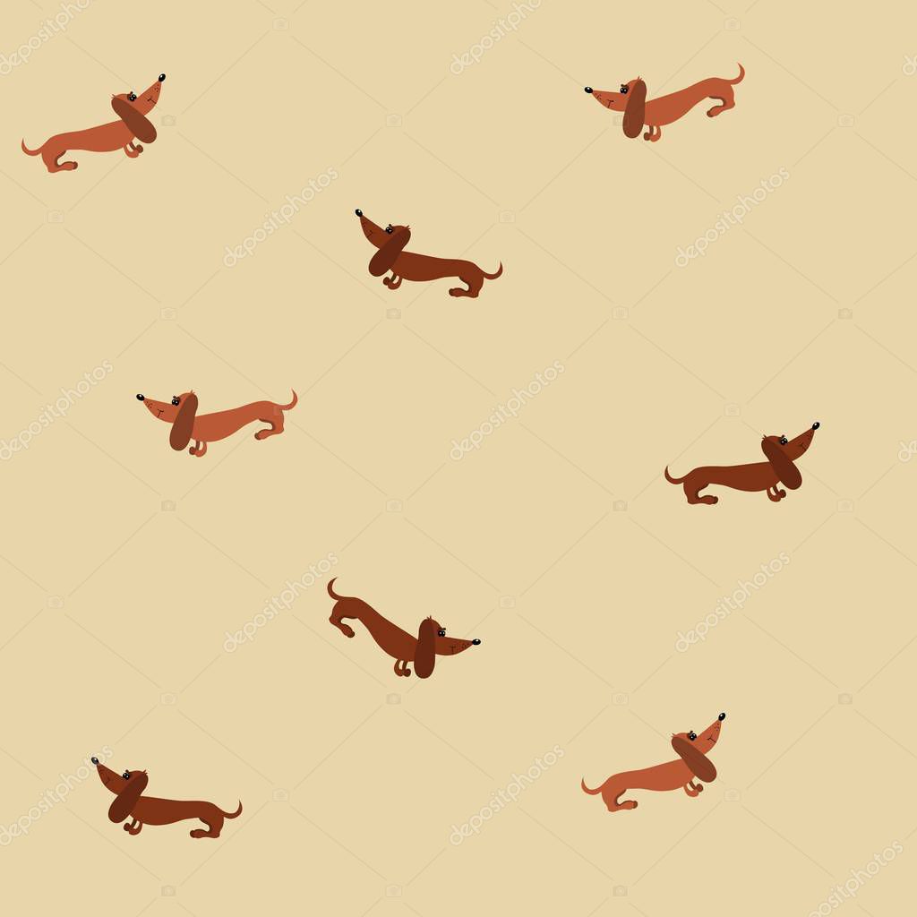 Reticolo Senza Giunte Con I Cani Bassotto Su Un Fondo Beige