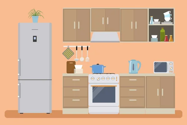 Cocina en color naranja — Vector de stock