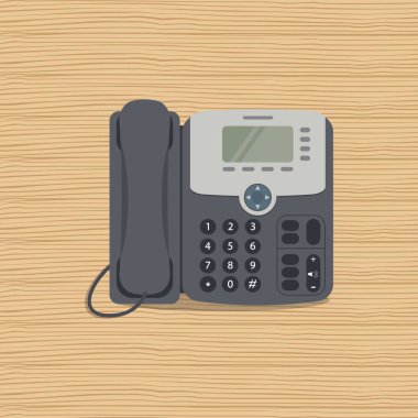 Ahşap arka plan üzerinde düz telefon simgesi