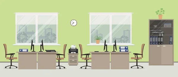 Sala de escritório em uma cor verde —  Vetores de Stock