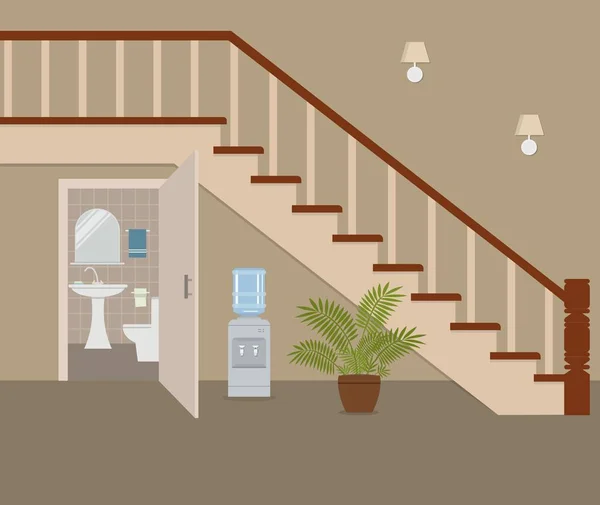 Armario de agua bajo las escaleras — Vector de stock