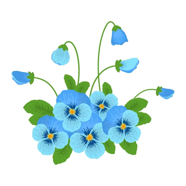 Azul pansy flores em um fundo branco —  Vetores de Stock