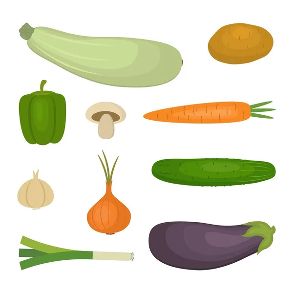 Conjunto de verduras, aisladas sobre fondo blanco — Vector de stock