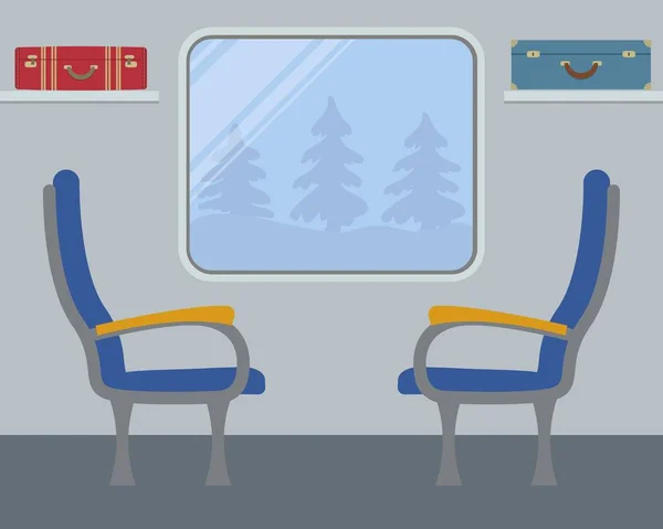 Innenraum des Zuges. Plätze im Eisenbahnwaggon — Stockvektor
