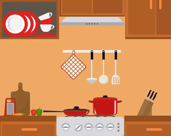 El fragmento del interior de la cocina — Vector de stock