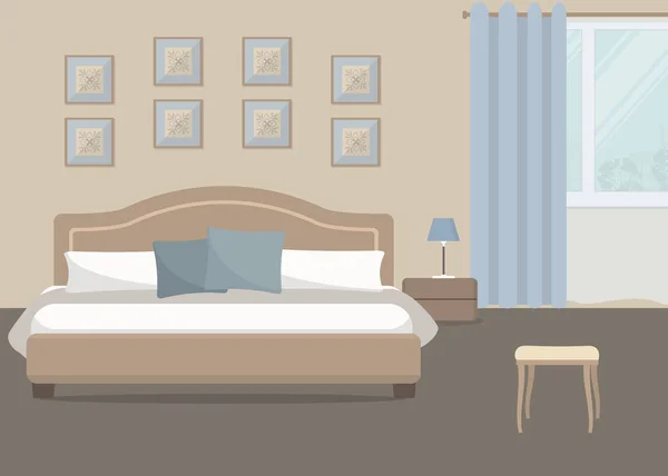 Dormitorio en color beige — Vector de stock