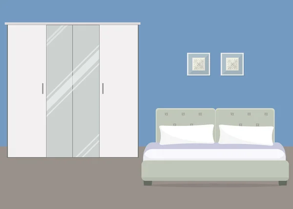 Dormitorio en un color azul — Vector de stock