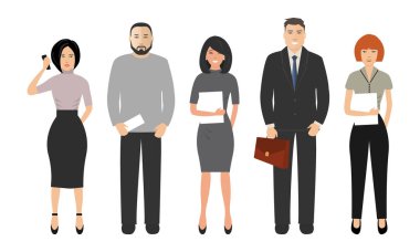 İş adamları. Ofis çalışanları iş elbiseleri ekibi