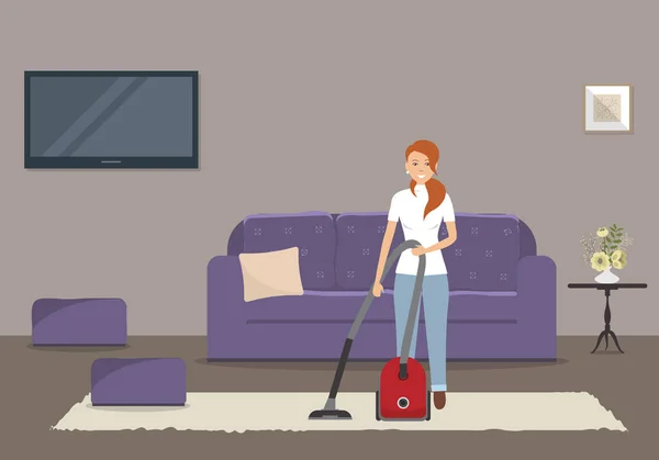Nettoyage dans un salon — Image vectorielle