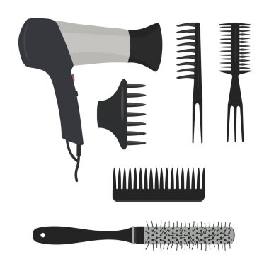 Saç kurutma makinesi ve farklı tür saç fırçası