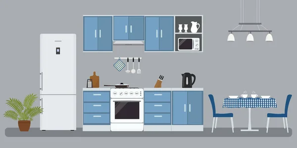 青い色のキッチン — ストックベクタ