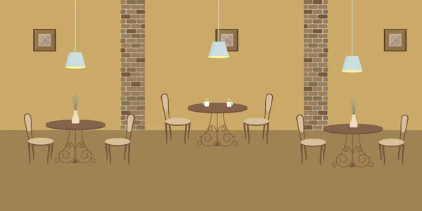 Interior of restaurant in a beige colors — Stock Vector