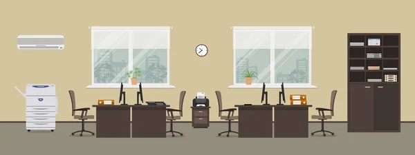 Büroraum in beige — Stockvektor