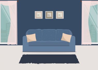 Oturma odasında bir mavi renk