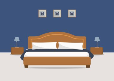 Yatak odasında bir mavi renk