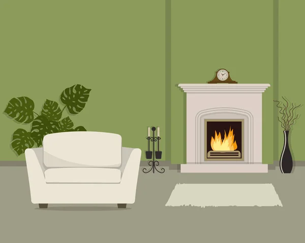 Un gato durmiendo encima de la mesa junto a la chimenea vector, gráfico