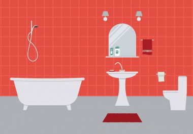 Banyo ve tuvalet bir kırmızı renkte