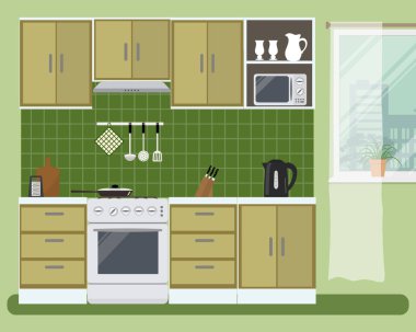 Yeşil renkli mutfak