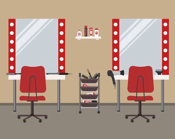 Intérieur d'un salon de coiffure. Salon de beauté — Image vectorielle