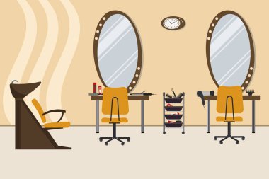 Sarı renk güzellik salonunda iç. Güzellik Salonu