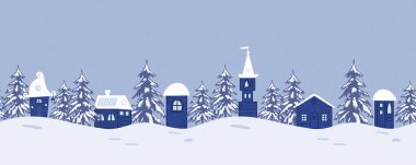 Peri masalı kış manzarası. Sorunsuz kenarlık