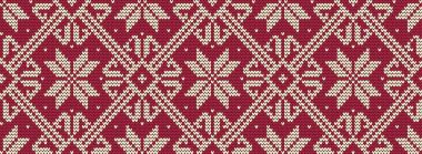 Örgü desen kırmızı bir arka plan üzerinde. Süs. Sınır. Sorunsuz örnek. Arka plan olarak kullanılabilir. Vektör çizim.