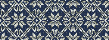 Örgü desen mavi bir arka plan üzerinde. Süs. Sorunsuz sınır. Arka plan olarak kullanılabilir. Vektör çizim.