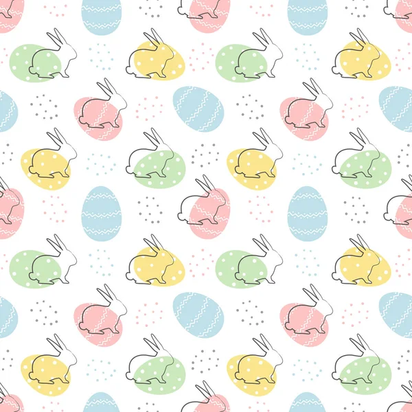Easter Background Seamless Abstract Pattern Easter Bunnies Eggs White Background — Stock Vector