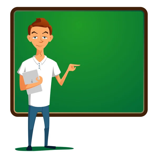 Okul yönetimi arka plan karşı duran genç