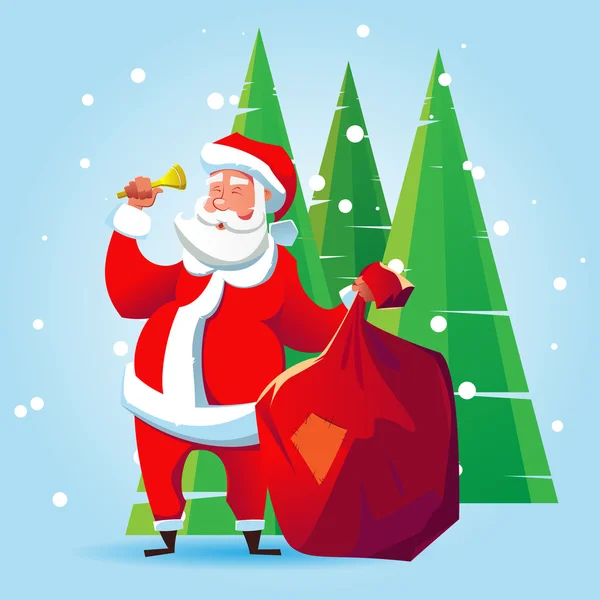 Święty Mikołaj z torbą — Wektor stockowy