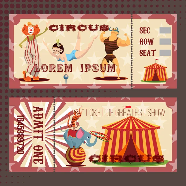 Carte avec billet de cirque — Image vectorielle