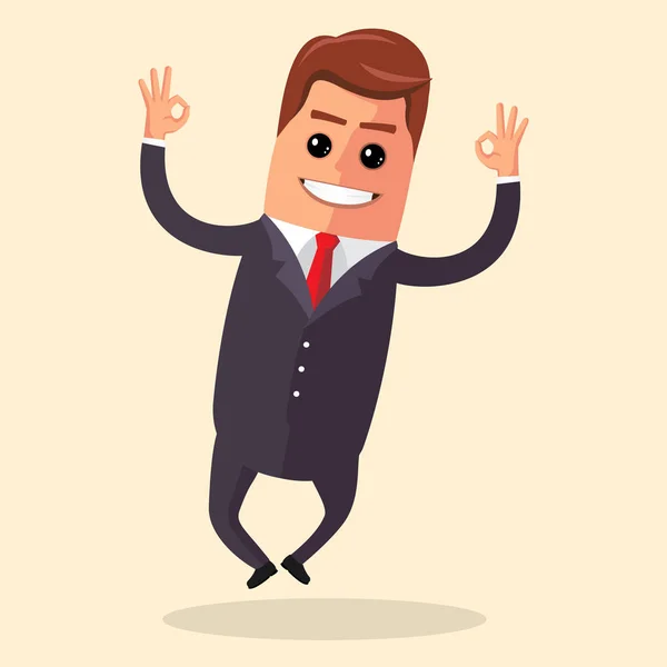 Vector manager character happy and with open arms, smiling broadly. Flat illustration.  or business  . — Stock Vector