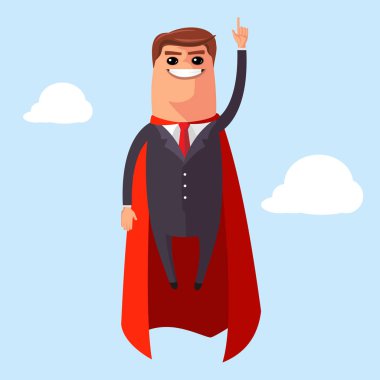 Başarı için vektör süper işadamı uçar