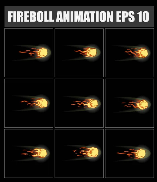 vektör ateş topu animasyon. Oyun veya çizgi film sprite sayfasını. Alev. Yangın. Blaze. Flaşör Duraklat. Şenlik ateşi.