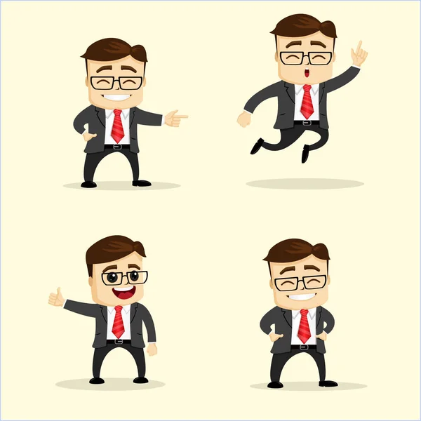 Ilustración vectorial. Conjunto de hombre de negocios en diferentes poses . — Vector de stock