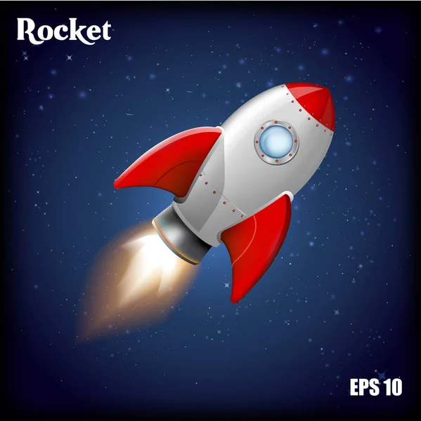 Vector illustration. Flying rocket. — Stock Vector