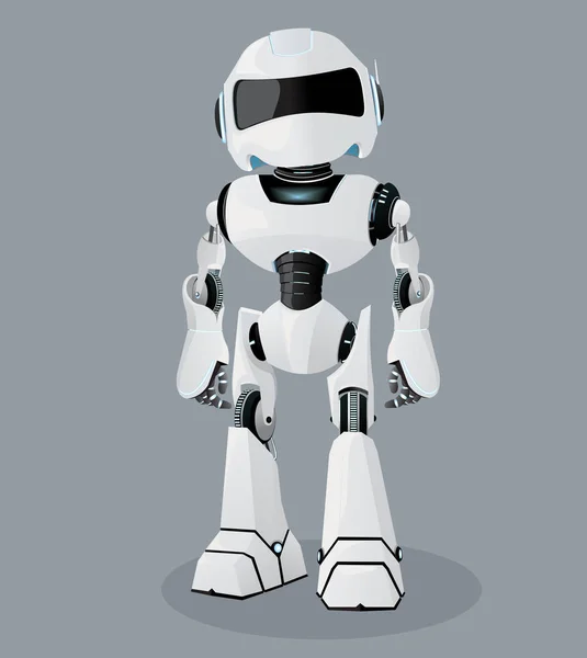 Vektör beyaz robot gerçekçi çizim. Vektör robot.