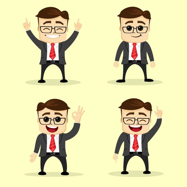Vector illustration. Set of business man in different poses. — Stock Vector