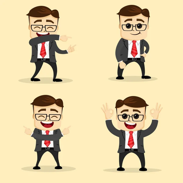 Ilustração vetorial. Conjunto de homem de negócios em diferentes poses . — Vetor de Stock