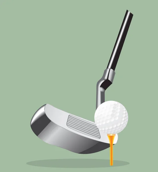 Vector realistic illustration. Golf club and  ball.  putter. — Stock Vector